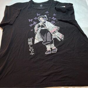 Black Graphic Tee with Anime Design